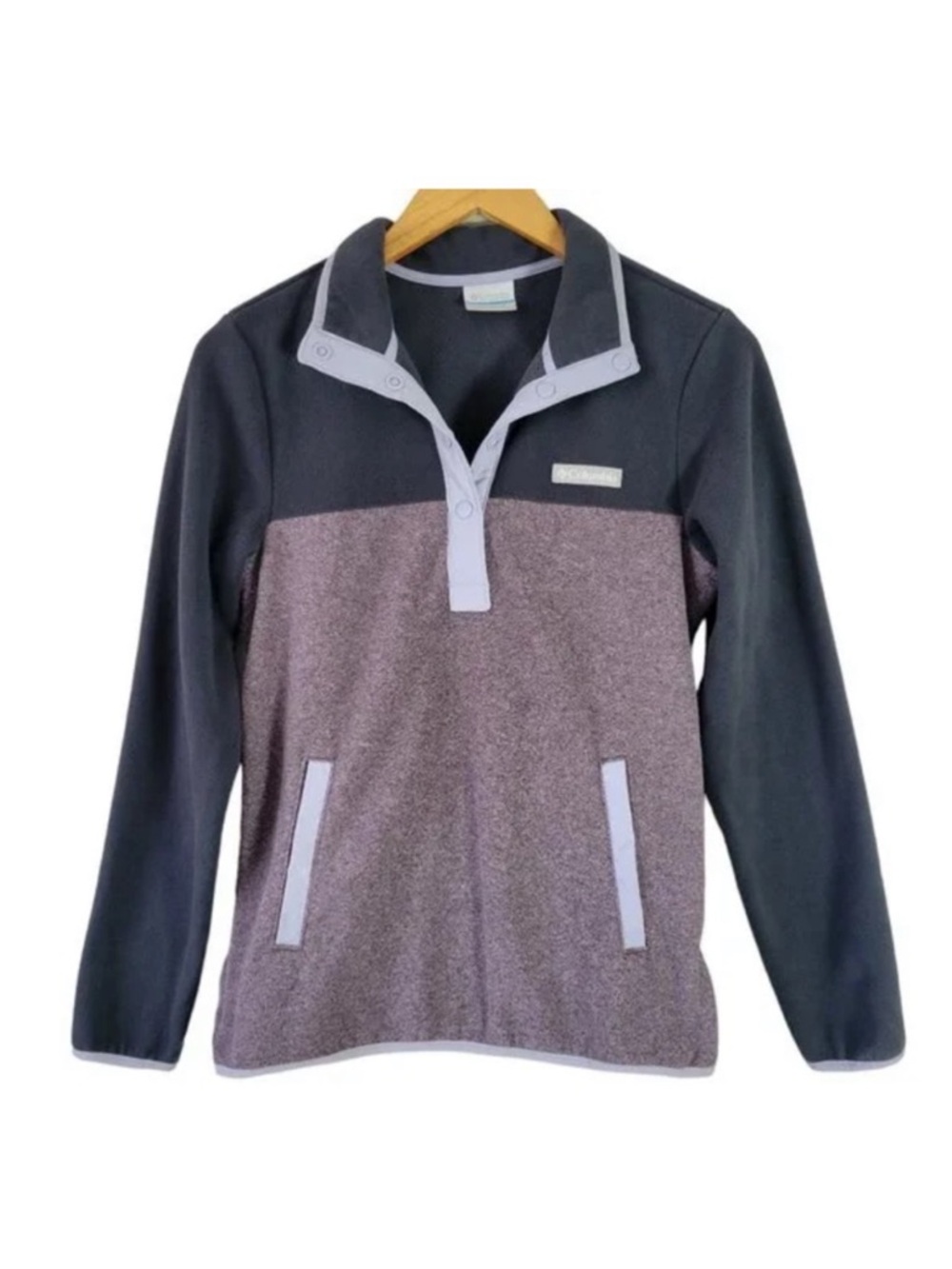 COLUMBIA Benton Springs Pullover 1/4 snap Small Lavender warm cozy travel wear